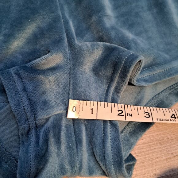 Juicy Couture Women’s Blue Velour Sleep Shorts Bling Booty Rhinestone Logo Large - Picture 8 of 10